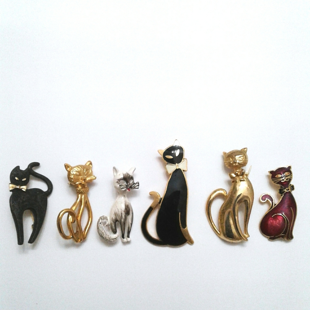 CAT BROOCHES Lot of 6 Pre-owned In Good Condition